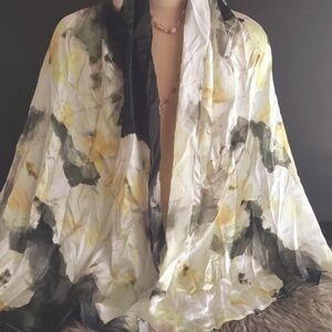 Avoca Floral Silk Scarf Evening Shoulder Wrap Shawl Wedding Accessory for Women